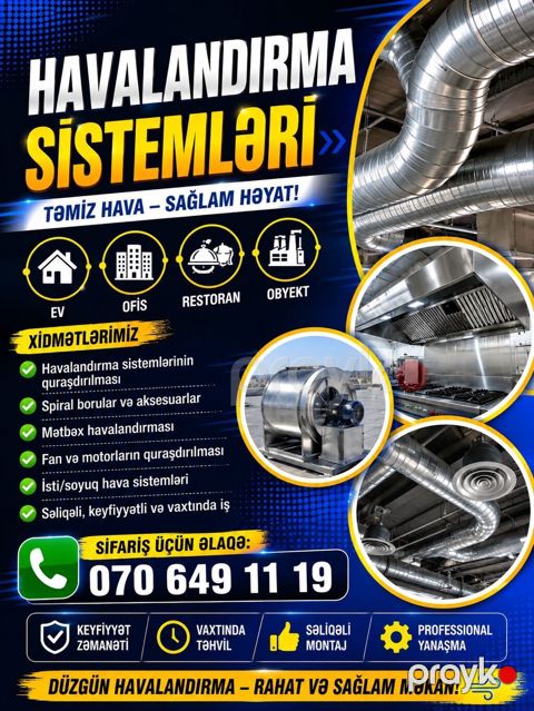 Havalandırma sistemləri – Təmiz hava, sağlam məkan Xidmət sahələri — Qobu