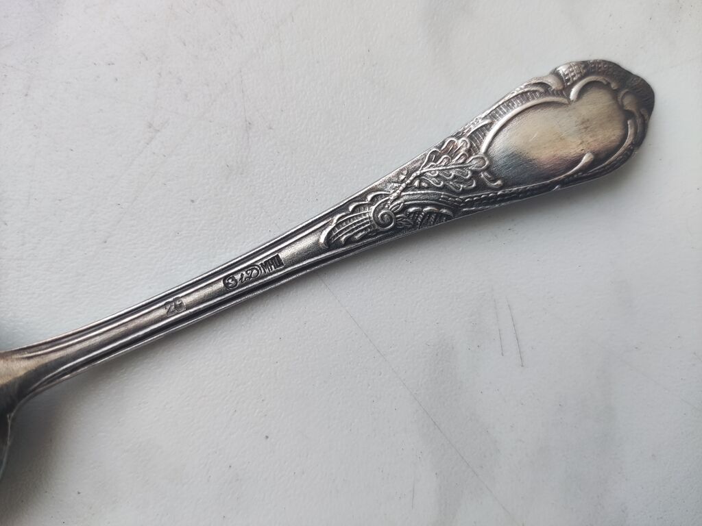 Melxior qaşıqlar SSR Gümüş örtüklü çay qaşıqları seti – 6 ədəd — Qaşıq, çəngəl, bıçaq, Bakı (2)