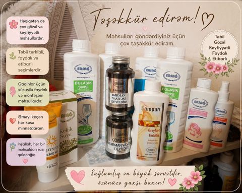 Ersağ təbii tərkibli məişət və şəxsi qulluq məhsulları dəsti — Bakı