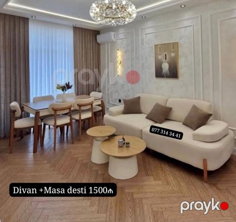 Divan + Masa dəsti – 1500₼ - Müasir skandinaviya üslubunda dəst: krem