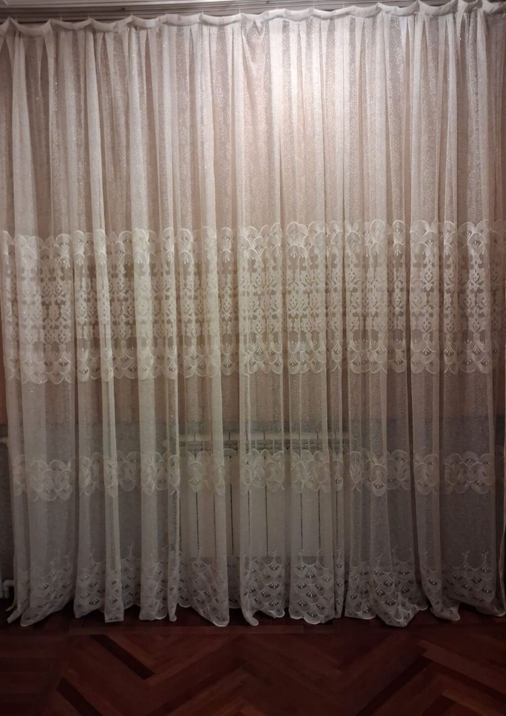 Tül pərdə dəsti - Rəng: ağ, şəffaf effektli - Material: incə — Pərdələr, kornişlər, jalüzilər, Bakı (3)