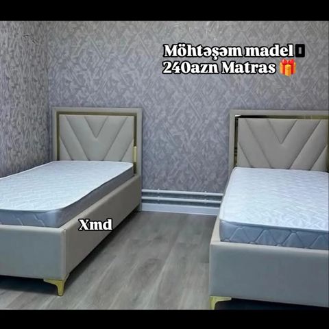 Möhtəşəm model tək nəfərlik çarpayı - Zərif “V” naxışlı, yumşaq — Bakı