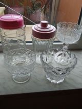 Şüşə qab dəsti - 5 ədəd müxtəlif şüşə/qədim üslubda kristal görünümlü — salesman — Dining tableware