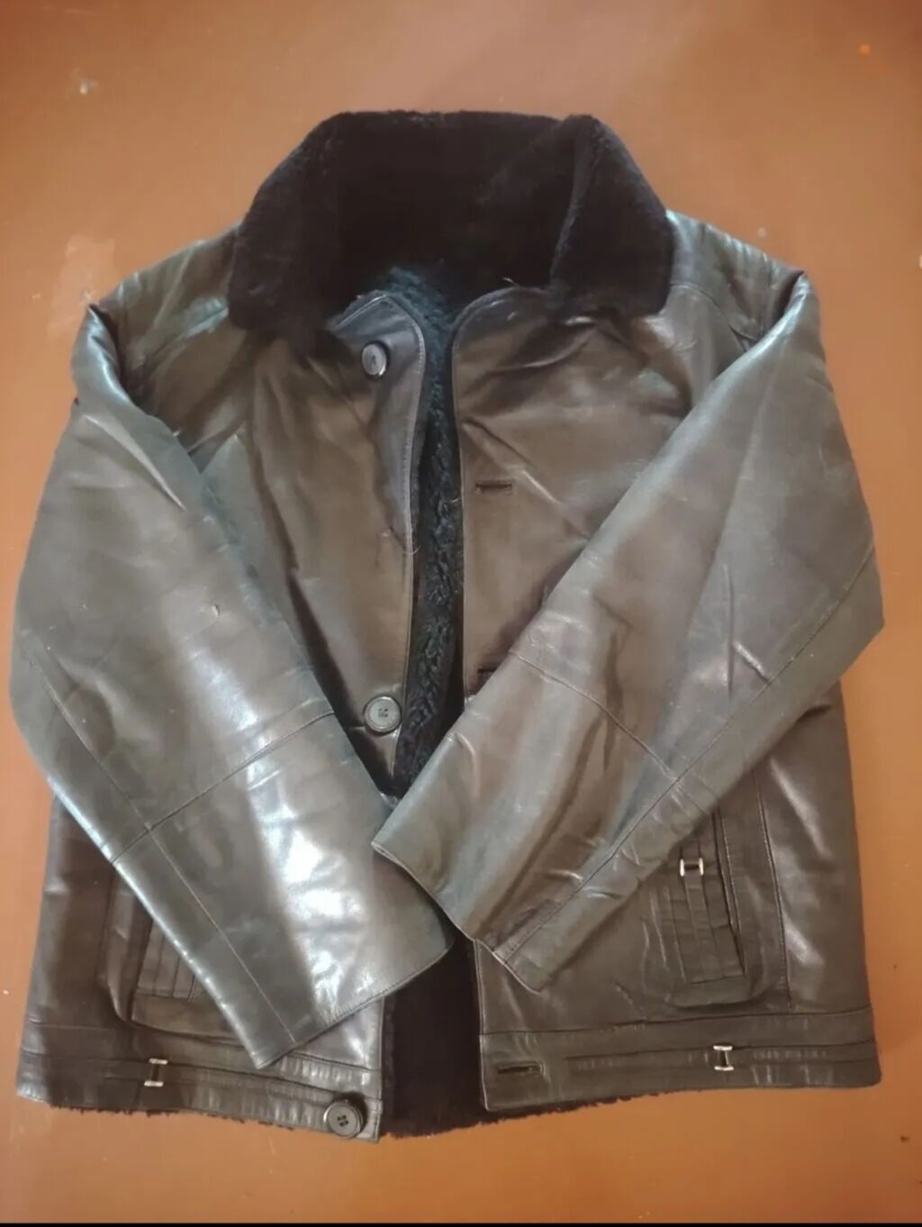 Qış üçün kişilər üçün qalın içlikli dəri plaş/kurtka. - Material — Kurtkalar, Gəncə (3)