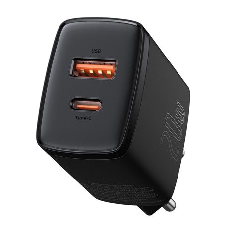 Charger 1U+1PD Baseus 20 W Compact Black — Bakı