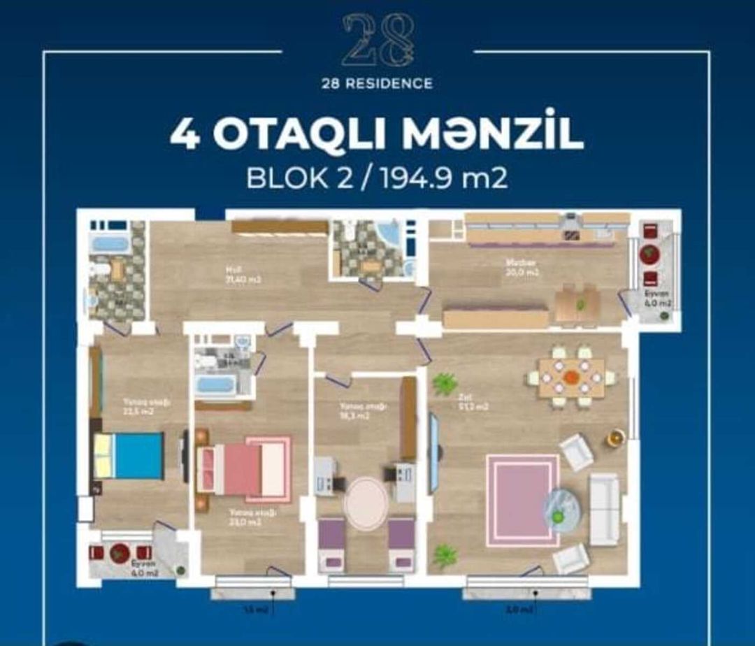 Satılır 4 otaqlı yeni tikili 195 m² — Mənzil, Bakı (4)