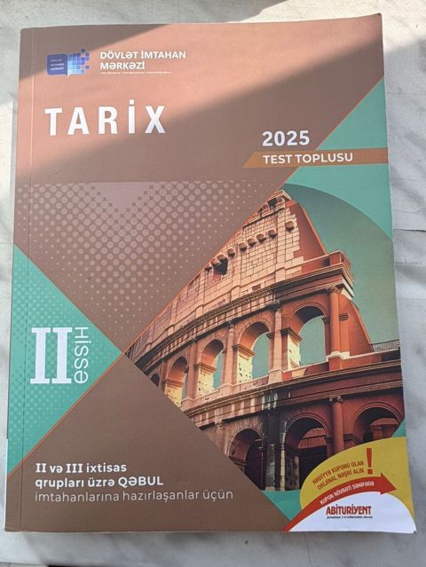 Məhsul: “Tarix – 2025 Test Toplusu”, II hissə Nəşriyyat/idarə: Dövlət — Digah