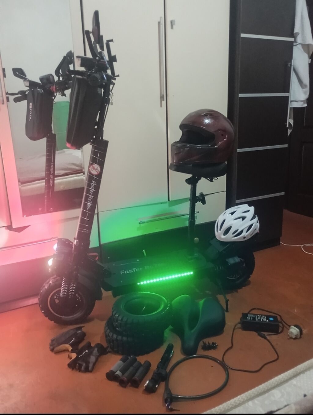 Elektrik skuter – Faster RS7 - Güclü ön ikili LED proyektor işıqları — İdman, hobi, istirahət, Digah (9)