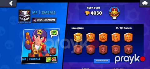 Brawl Stars hesabı – MP Isabalı - Kupa yolu: 4030 - Liqa nişanı — Digah