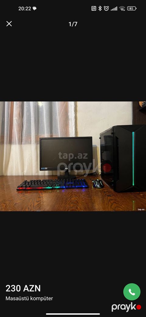 Masaüstü kompüter seti I3 2100 4gb ram gt 220 1gb 450w qida bloku