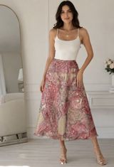 Ipek midi ətək – paisley naxışlı Italy - Model: A-kəsim, midiya qədər — Qadın geyimi