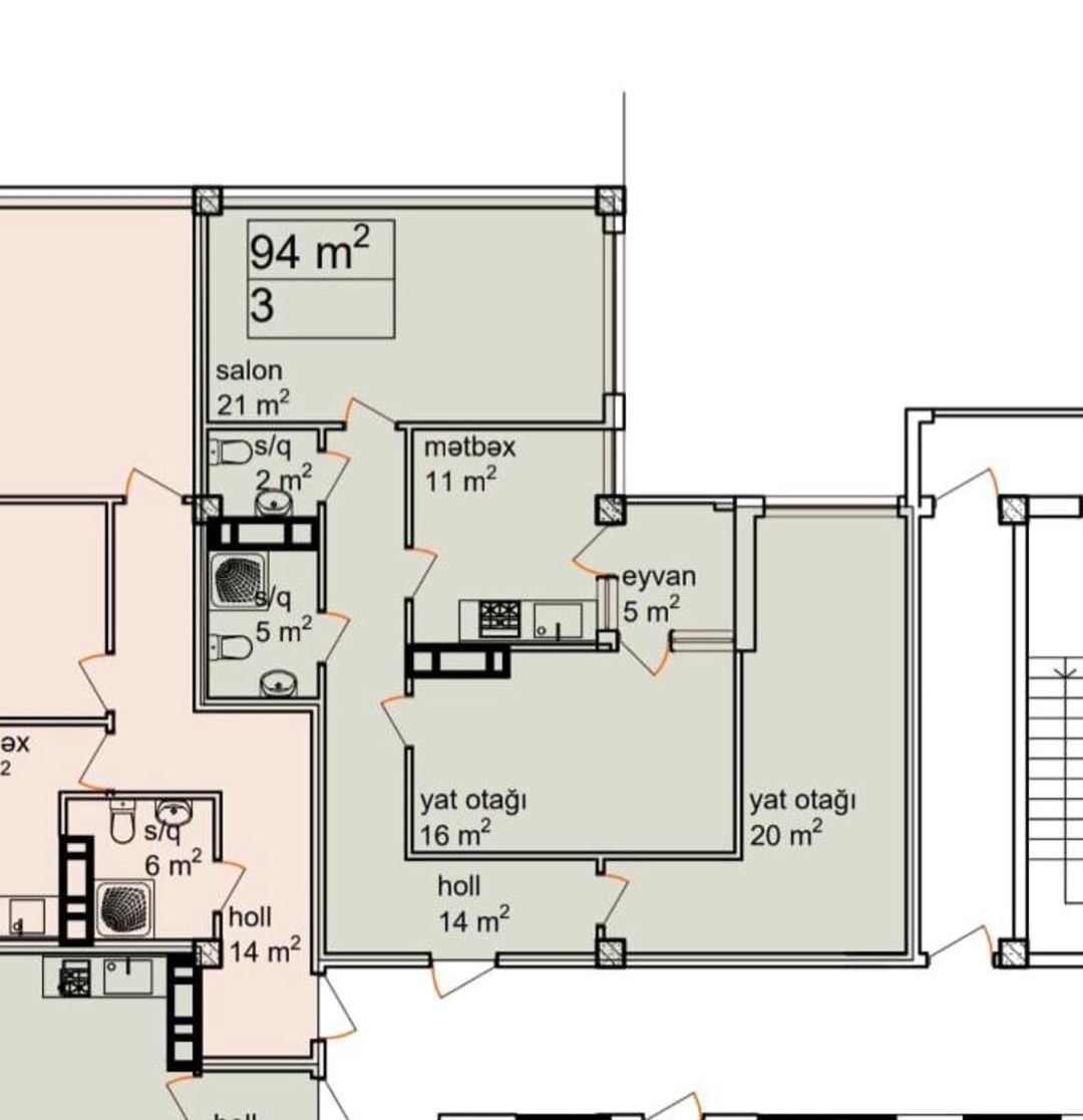 Satılır 3 otaqlı yeni tikili 94 m² — Mənzil, Bakı (2)