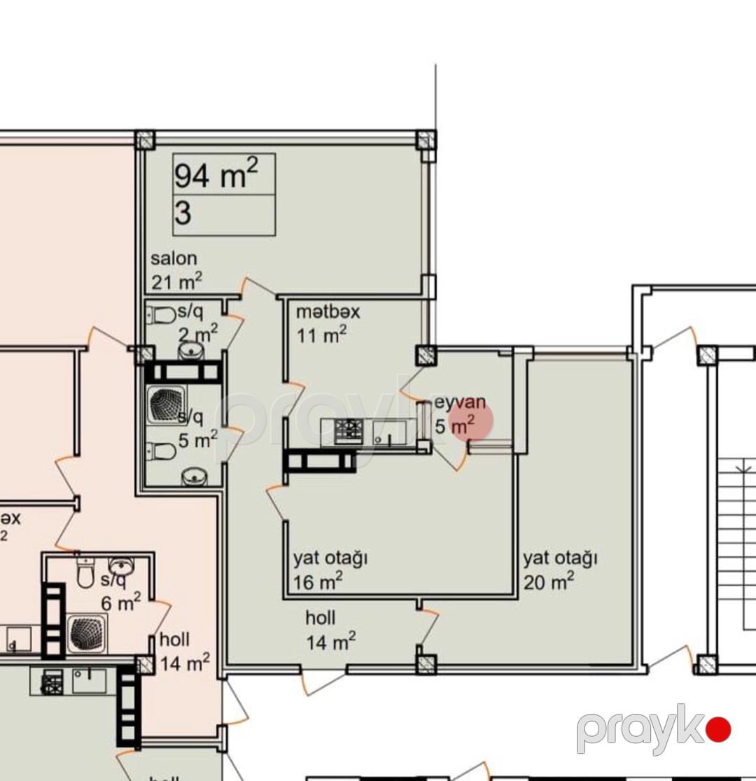 Satılır 3 otaqlı yeni tikili 94 m² — Mənzil, Bakı (2)