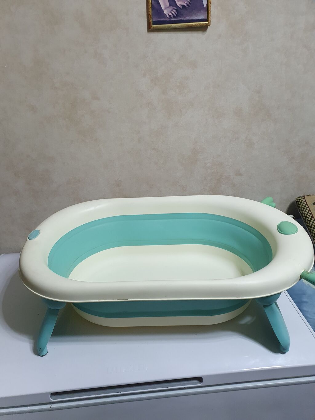 Uşaqlar üçün qatlanan vanna - Rəng: krem və yaşıl-aqua - Material — Santexnika, Digah (2)