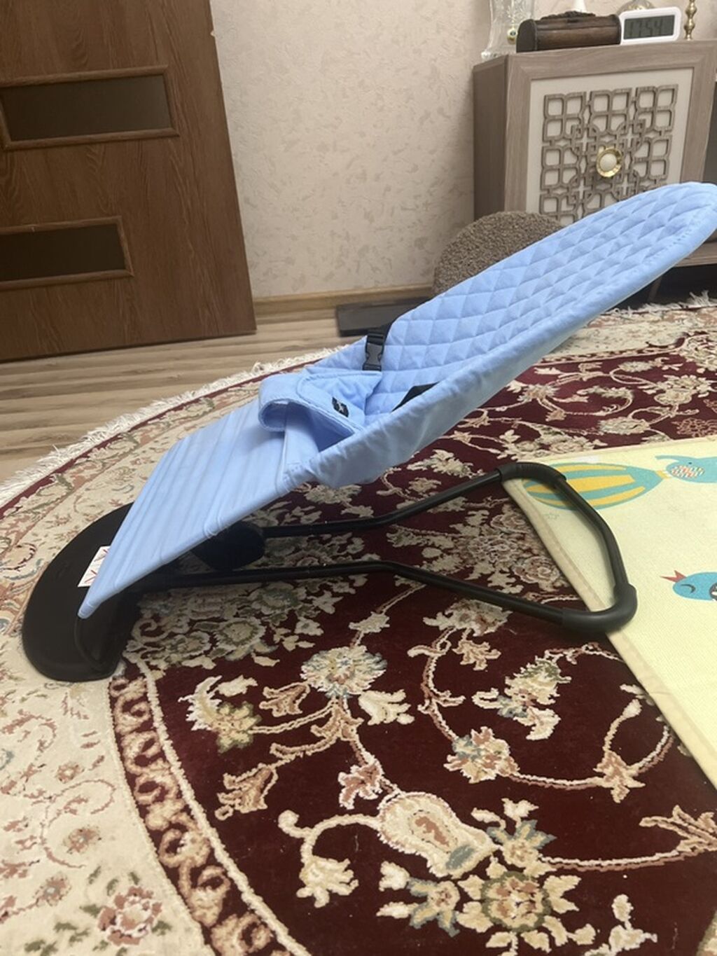 Uşaq üçün yelləncək/bauncer kreslosu - Rəng: açıq mavi, romb naxışlı — Mebel, Bakı (3)