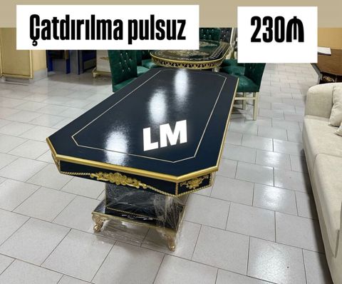 Klassik üslubda yemək masası - Rəng: qara, qızılı bəzəklərlə - Forma — Bakı