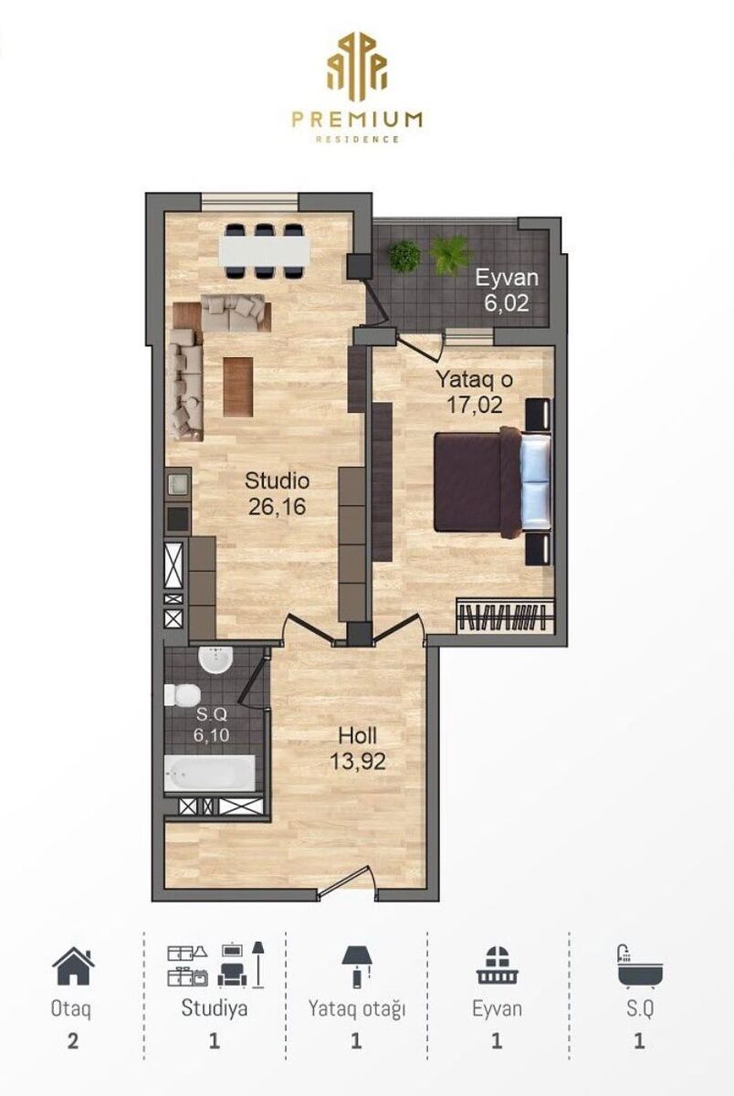 Satılır 2 otaqlı yeni tikili 72 m² — Mənzil, Bakı (11)