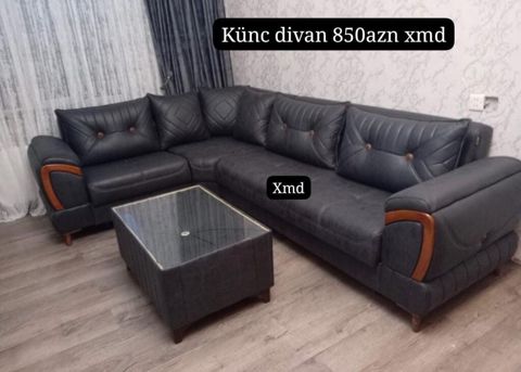 Künc divan və jurnal masası dəsti - Model: L formalı künc divan — Xırdalan