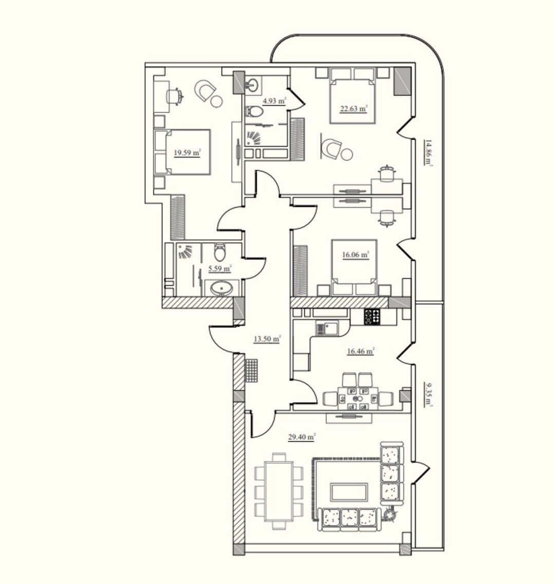 Satılır 4 otaqlı yeni tikili 154.6 m² — Mənzil, Bakı (6)