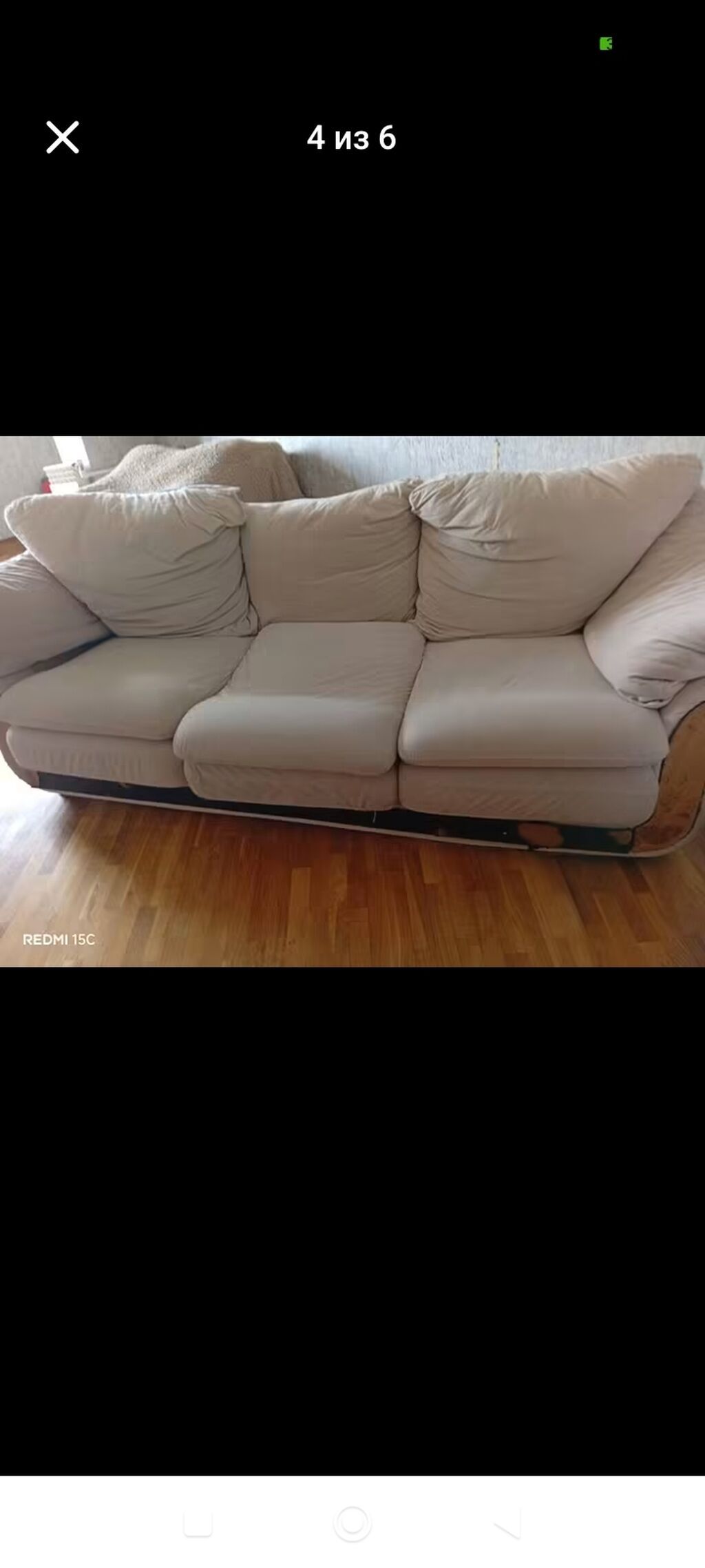 Bej rəngli yumşaq divan dəsti - Tərkib: 3 yerlik böyük divan + geniş — Mebel, Bakı (3)
