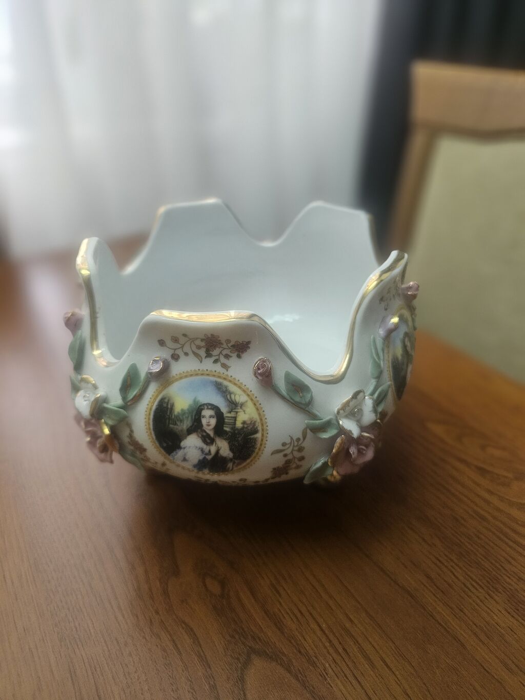 Haas & Czjzek Original Cobalt əl işi farfor ayaqlı meyvə qabı — Süfrə qabı, Bakı