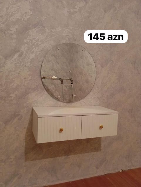 Divar asma tualet masası və güzgü dəsti - Rəng: ağ - Dizayn: divara — Bakı