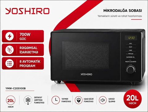 Mikrodalğalı soba Ayrıca dayanan, Mikrodalğalar ilə, rəng - Qara, Yeni — Bakı