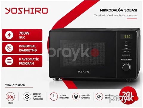 Mikrodalğalı soba Ayrıca dayanan, Mikrodalğalar ilə, rəng - Qara, Yeni — Bakı