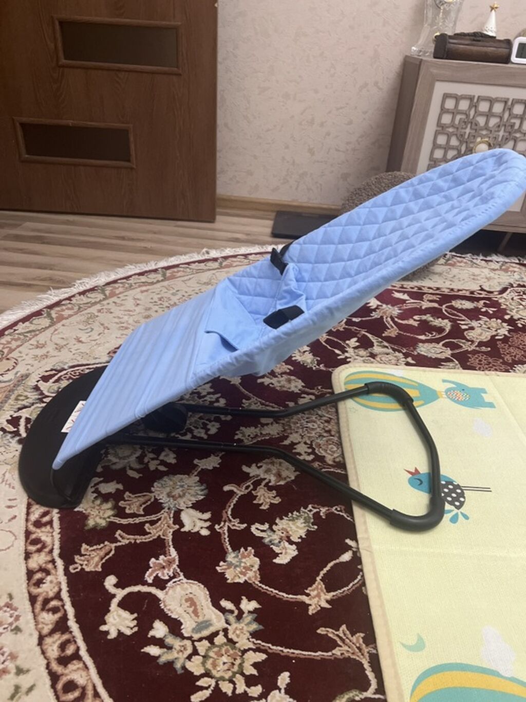Uşaq üçün yelləncək/bauncer kreslosu - Rəng: açıq mavi, romb naxışlı — Mebel, Bakı (2)