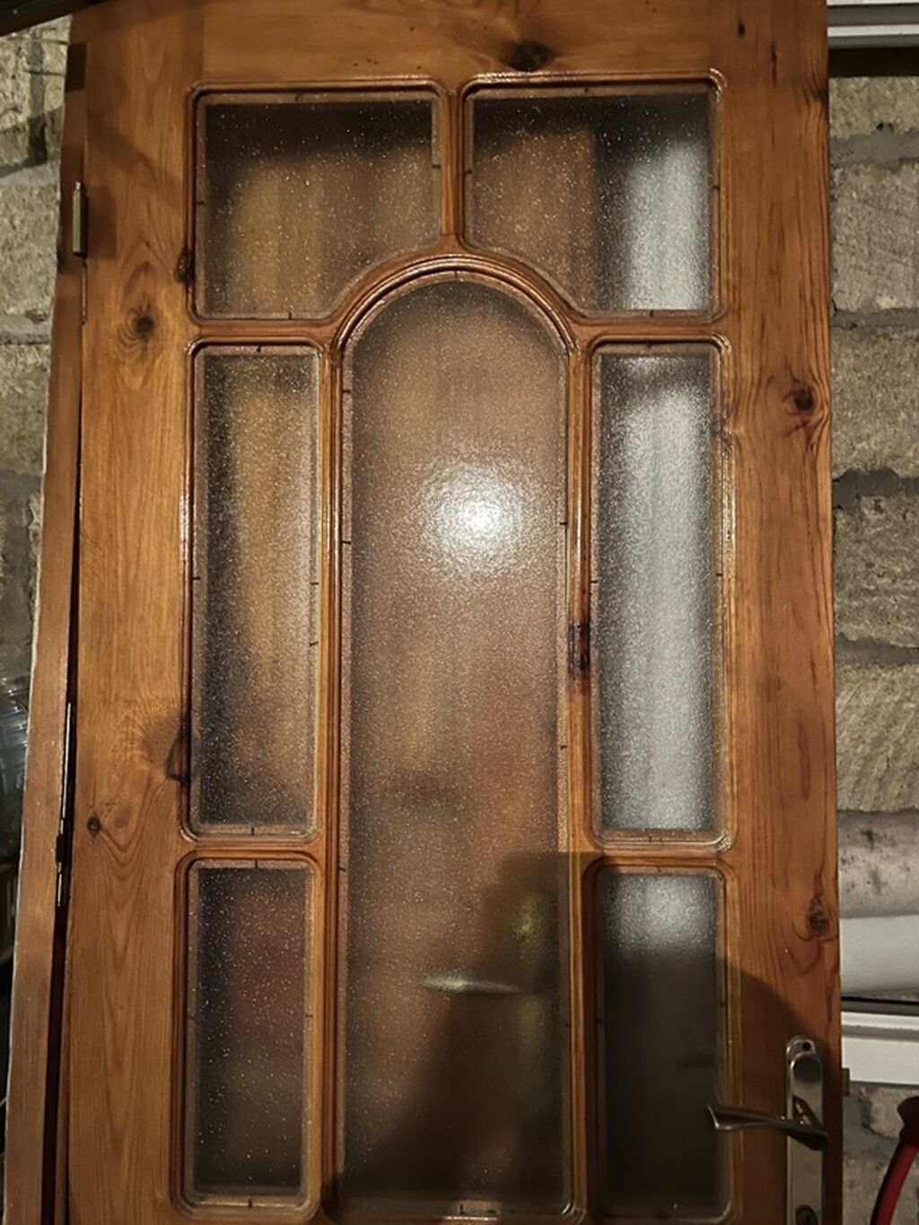 Taxta şüşəli qapı - Material: təbii taxta (laklı səth, ağac naxışlı) — Təmir və inşaat, Quba (2)
