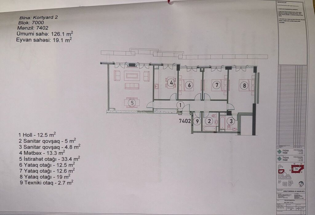 Satılır 4 otaqlı yeni tikili 145 m² — Mənzil, Bakı (12)
