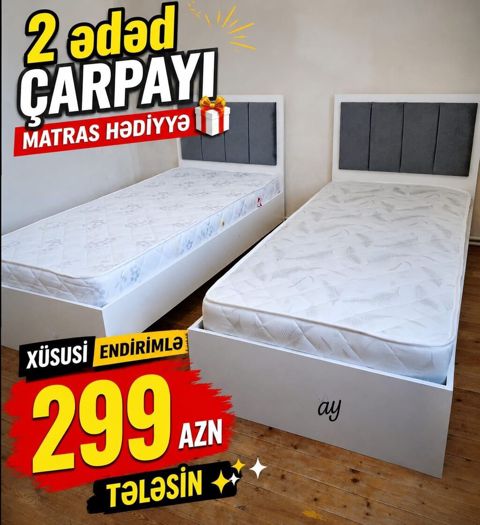 Xüsusi Endirim 2 ədəd tək nəfərlik çarpayı Matras Hədiyyə