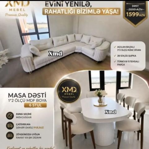 XMD Mebel – evinizi rahatlıq və zərifliklə yeniləyin Künc divan — Xırdalan