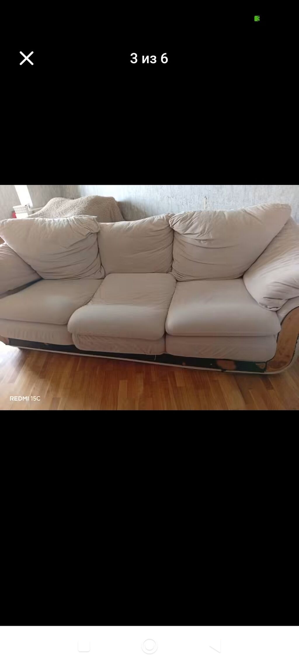 Bej rəngli yumşaq divan dəsti - Tərkib: 3 yerlik böyük divan + geniş — Mebel, Bakı (2)