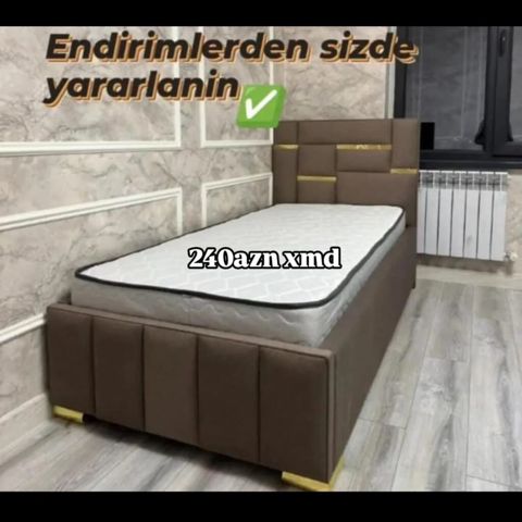 Taxt və matras modelləri - Tek nəfərlik taxt: qəhvəyi rəngli, yumşaq — Bakı