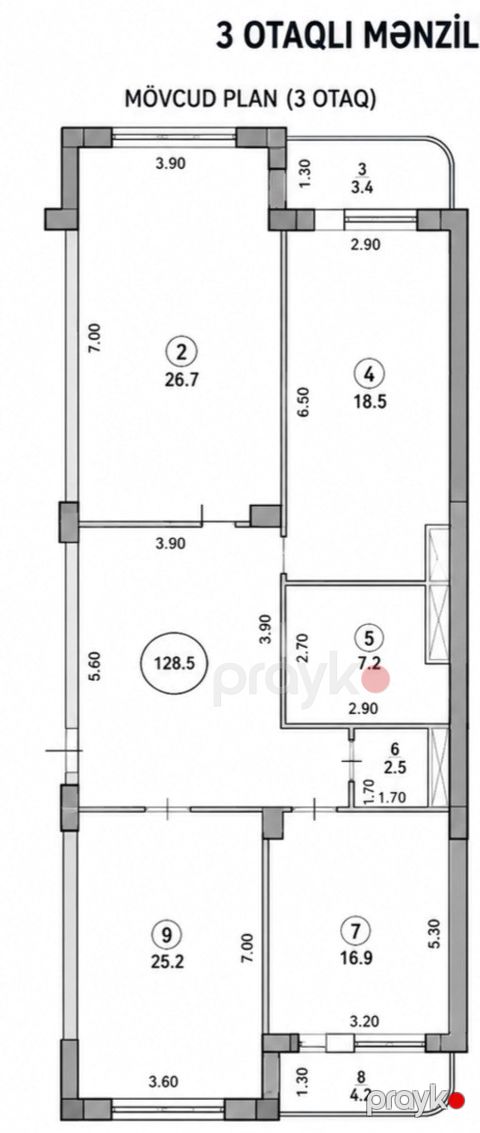 Satılır 3 otaqlı yeni tikili 128.5 m²