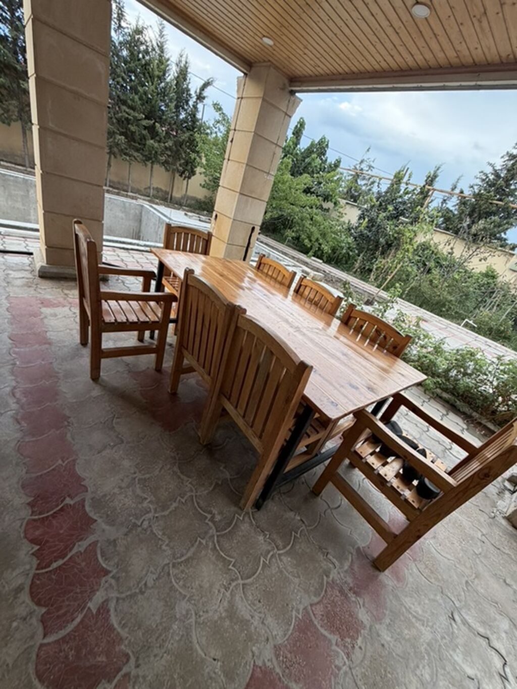İşlənmiş, Dördbucaq masa, 8 stul, Açılmayan, Stullar ilə, Taxta, Azərbaycan — Mebel, Digah (7)