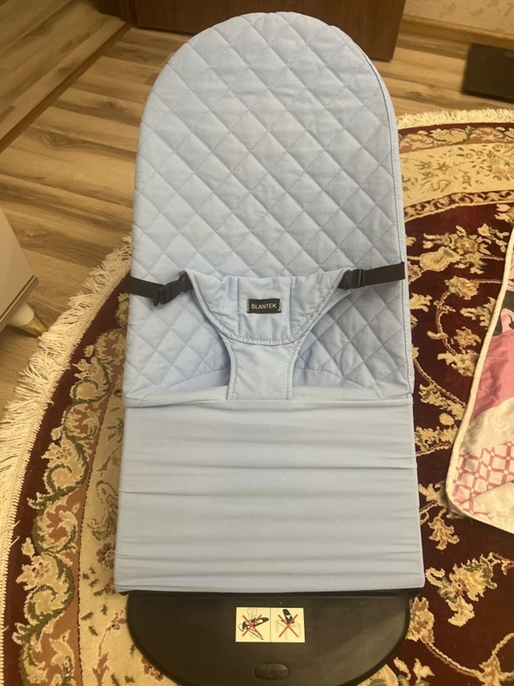 Uşaq üçün yelləncək/bauncer kreslosu - Rəng: açıq mavi, romb naxışlı — Mebel, Bakı (5)