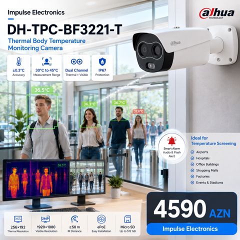 Dahua 2MP Termal Temperatur Ölçən Kamera DH-TPC-BF3221-T — Bakı