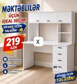 Şagirdlər üçün ideal seçim – iş masası və üst dolablı rəf sistemi — Компьютерные столы и кресла