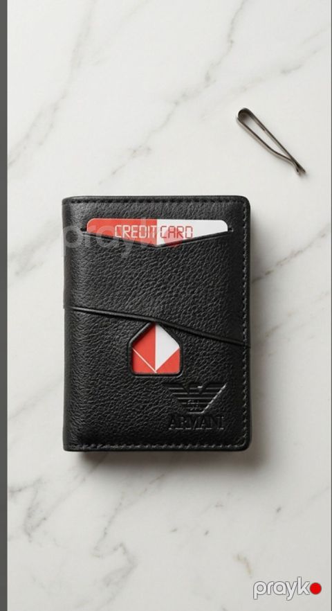 Armani kart qabı / cüzdan - Rəng: qara - Material: toxumalı süni dəri — Bakı