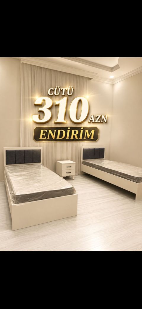 Məhsul: İki ədəd tək nəfərlik çarpayı dəsti + tumbə Təsvir — Xırdalan