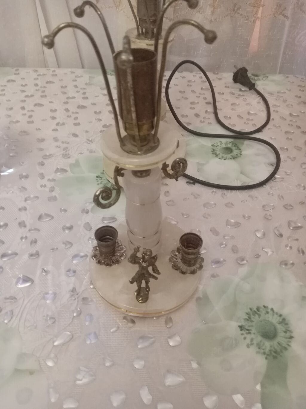 Antik masaüstü elektrik lampalarının dəsti - Korpus: ağ oniks/şüşəyə — İdman, hobi, istirahət, Bakı (3)