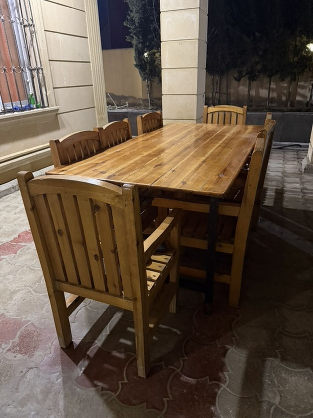 İşlənmiş, Dördbucaq masa, 8 stul, Açılmayan, Stullar ilə, Taxta, Azərbaycan — Mebel, Digah (2)