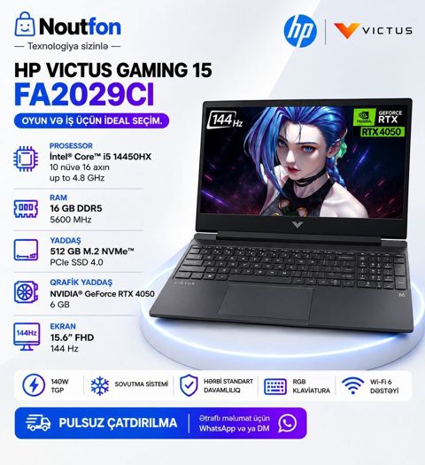 Model Hp Victus Gaming 15 fa2029ci Prosessor İntel Core i5 — Bakı