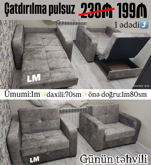 Qonaq otağı və məkan qənaəti üçün ideal çevrilən kreslo-divan — Mehdiabad