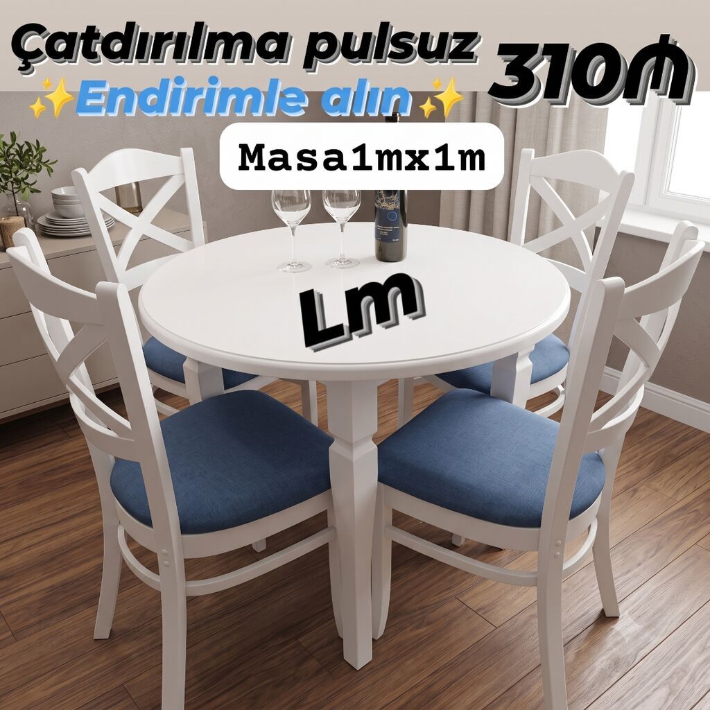 Mdf yumru masa desti Ölçü bağlı 90*90 Şəhər içi çatdırılma pulsuzdur — Mebel, Bakı (3)