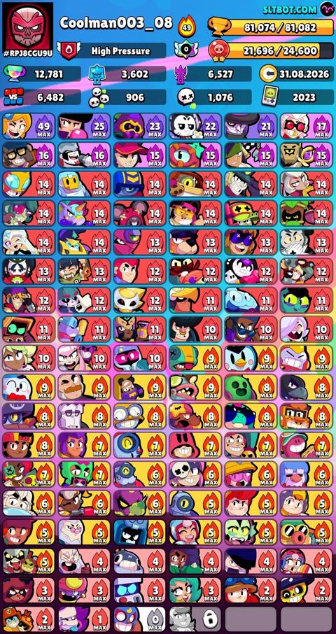 Brawl Stars hesabı – Coolman003_08 - Kupa: 81,074 (rekord 81,082) — Bakı