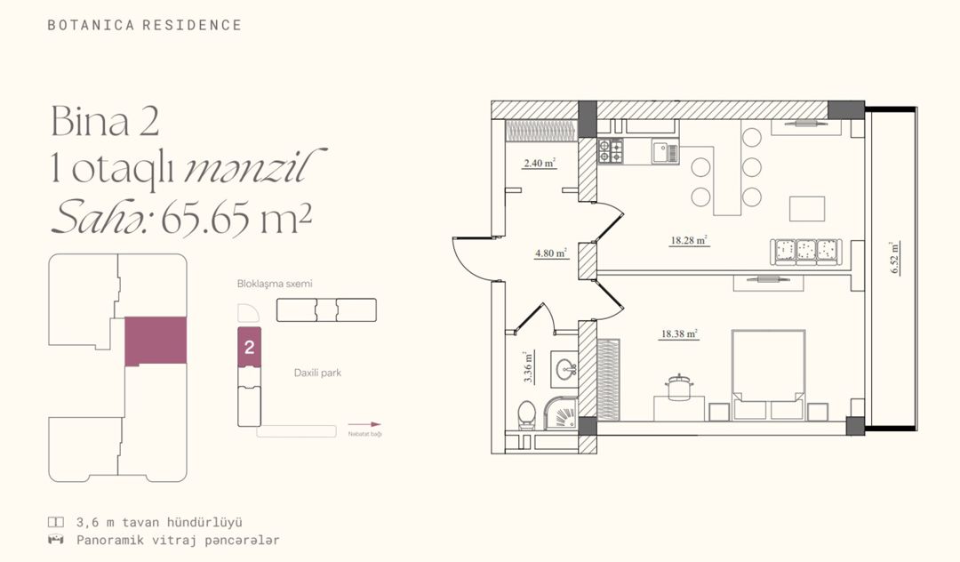 Satılır 1 otaqlı yeni tikili 65.6 m² — Mənzil, Bakı (5)