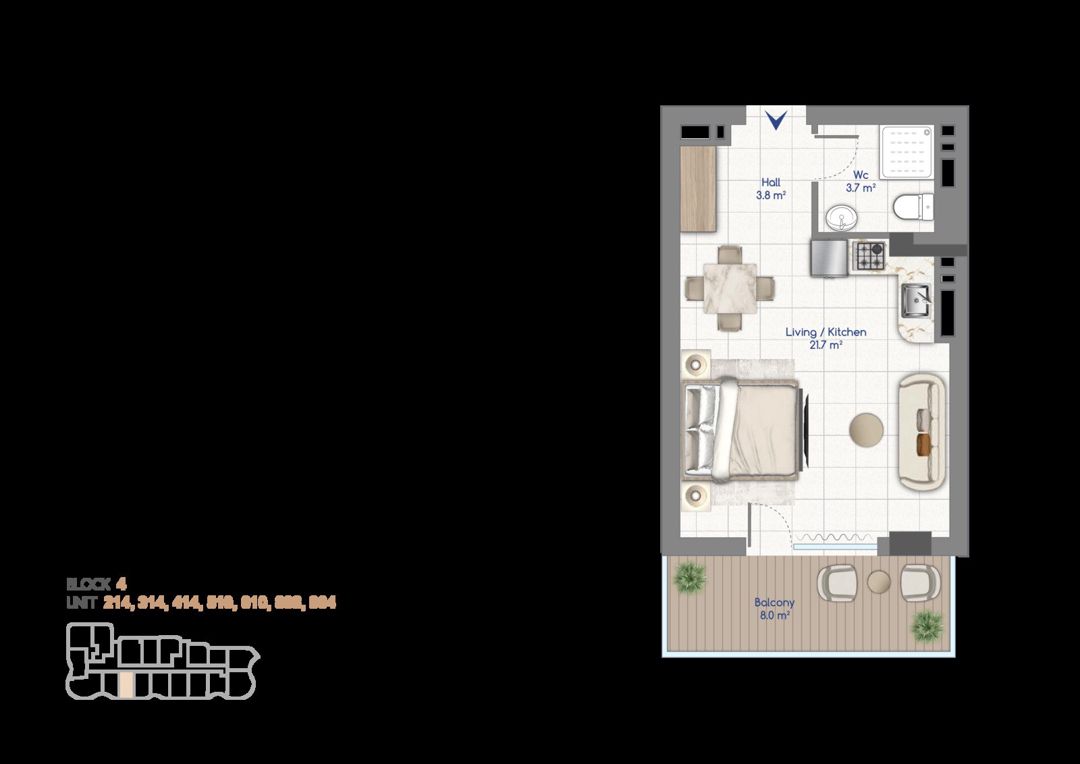 Satılır 1 otaqlı yeni tikili 44.6 m² — Mənzil, Bakı (11)